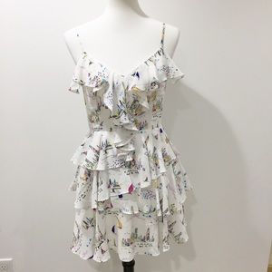 DO + BE white ruffle mini summer dress NWT Sz Med